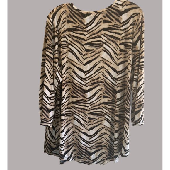 JM Collection Women's Stretch Pull On Print Blouse Size XL - Picture 2 of 6